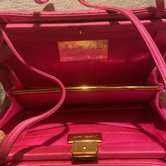 VINTAGE JUDITH LEIBER for Bonwit Teller rose pink satin shoulder bag - Picture 5 of 6